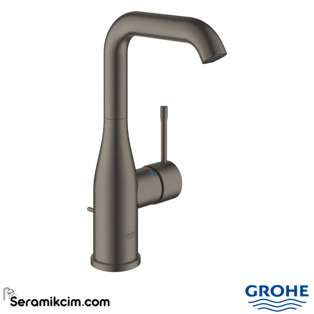 Grohe Essence Yüksek Lavabo Bataryası, Sifon Kumandalı, Fırçalı Sert Grafit 24174AL1 - 24174AL1