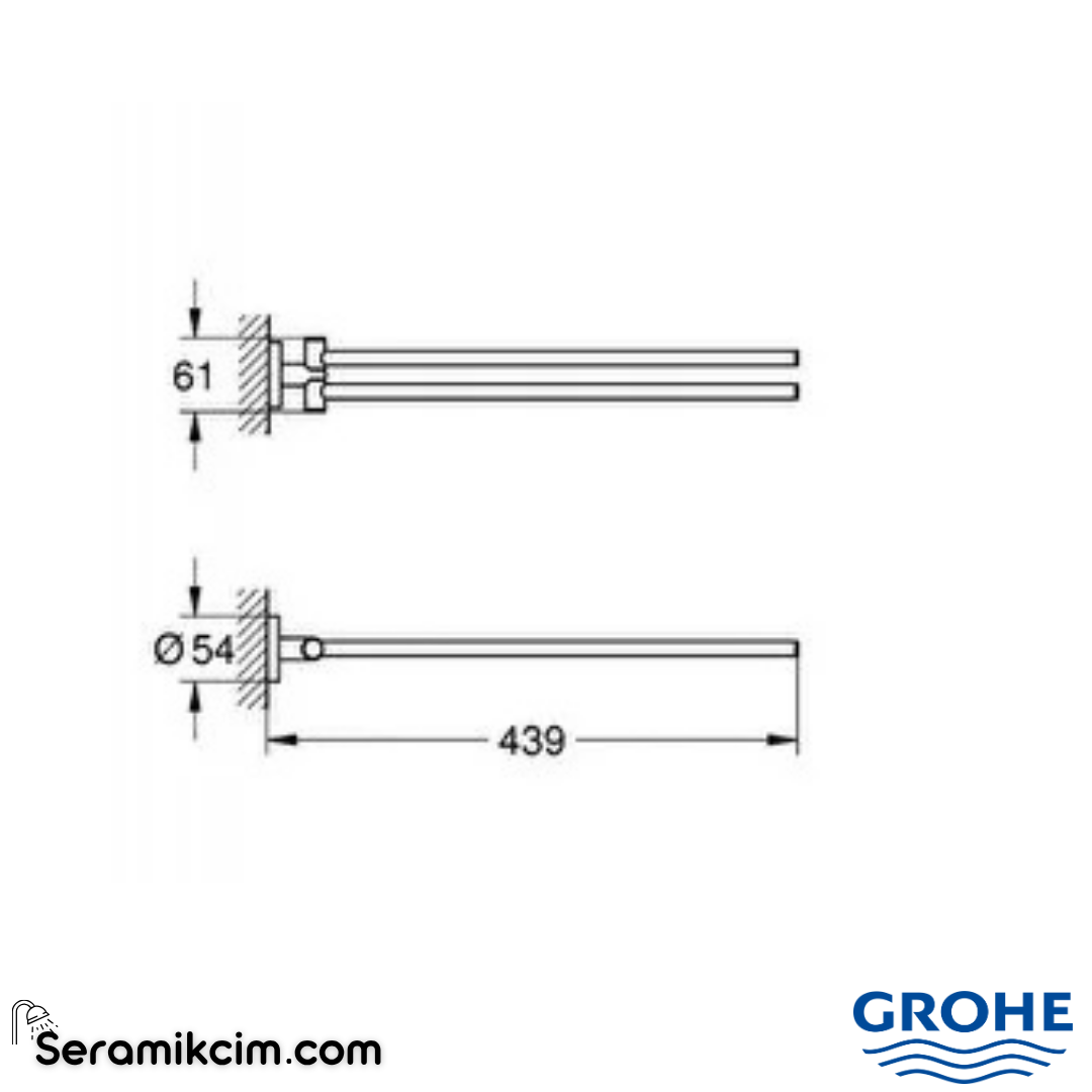 Grohe Essentials 2'li Havluluk, Mat Siyah 1024672430 - 1024672430