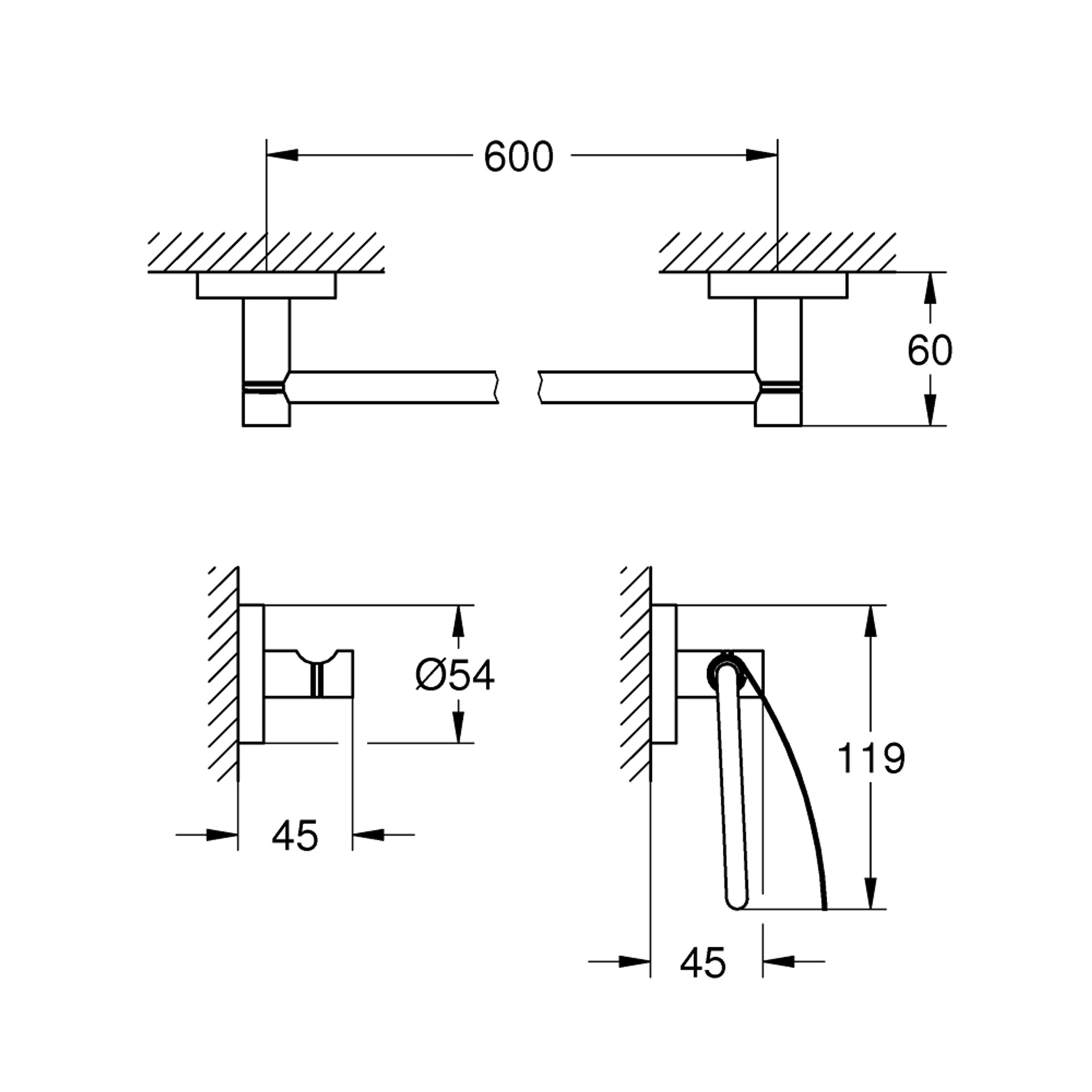 Grohe Essentials 3 Parça Banyo Aksesuar Seti Paslanmaz Çelik 40775DC1