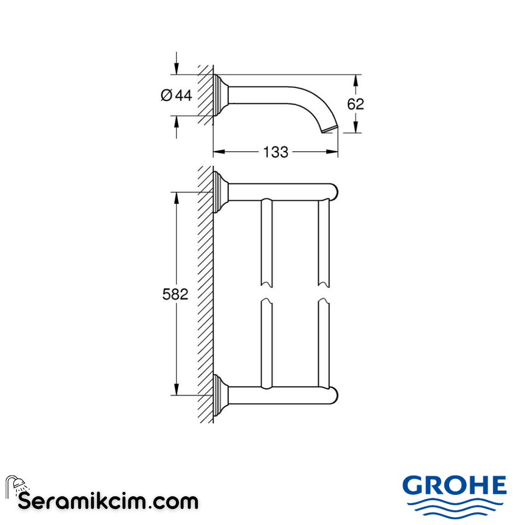 Grohe Essentials Authentic İkili Havluluk Krom 40654001