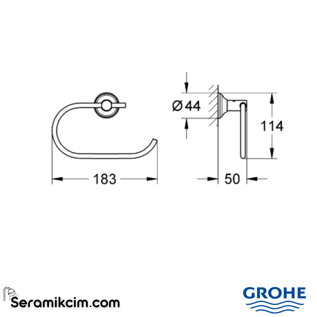 Grohe Essentials Authentic Tuvalet Kağıtlığı, Krom 40657001