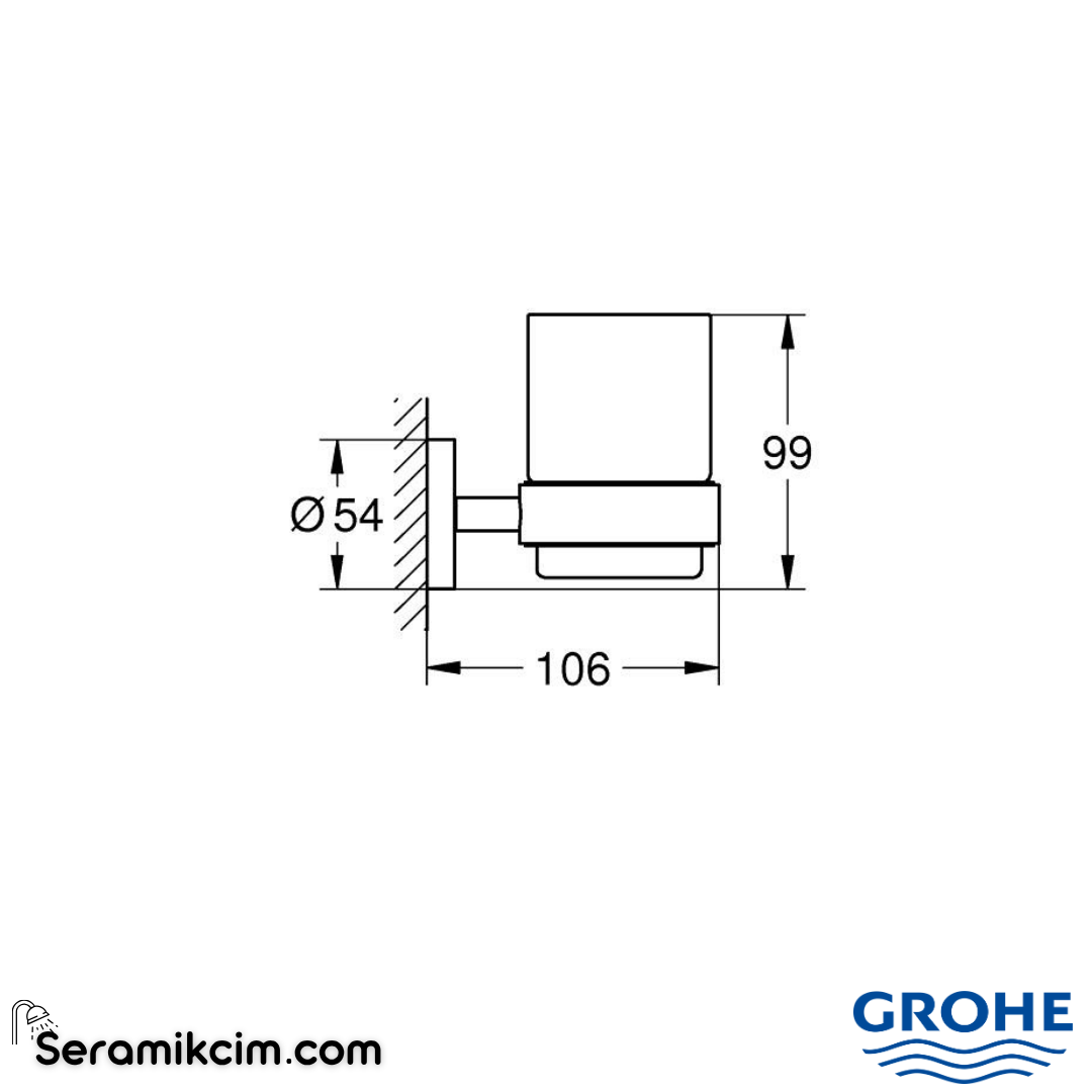 Grohe Essentials Cam Diş Fırçalığı, Mat Siyah 1022562430 - 1022562430