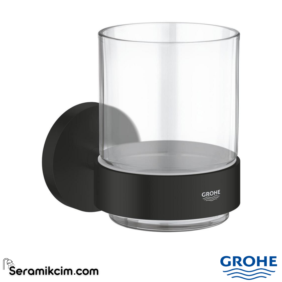 Grohe Essentials Cam Diş Fırçalığı, Mat Siyah 1022562430 - 1022562430