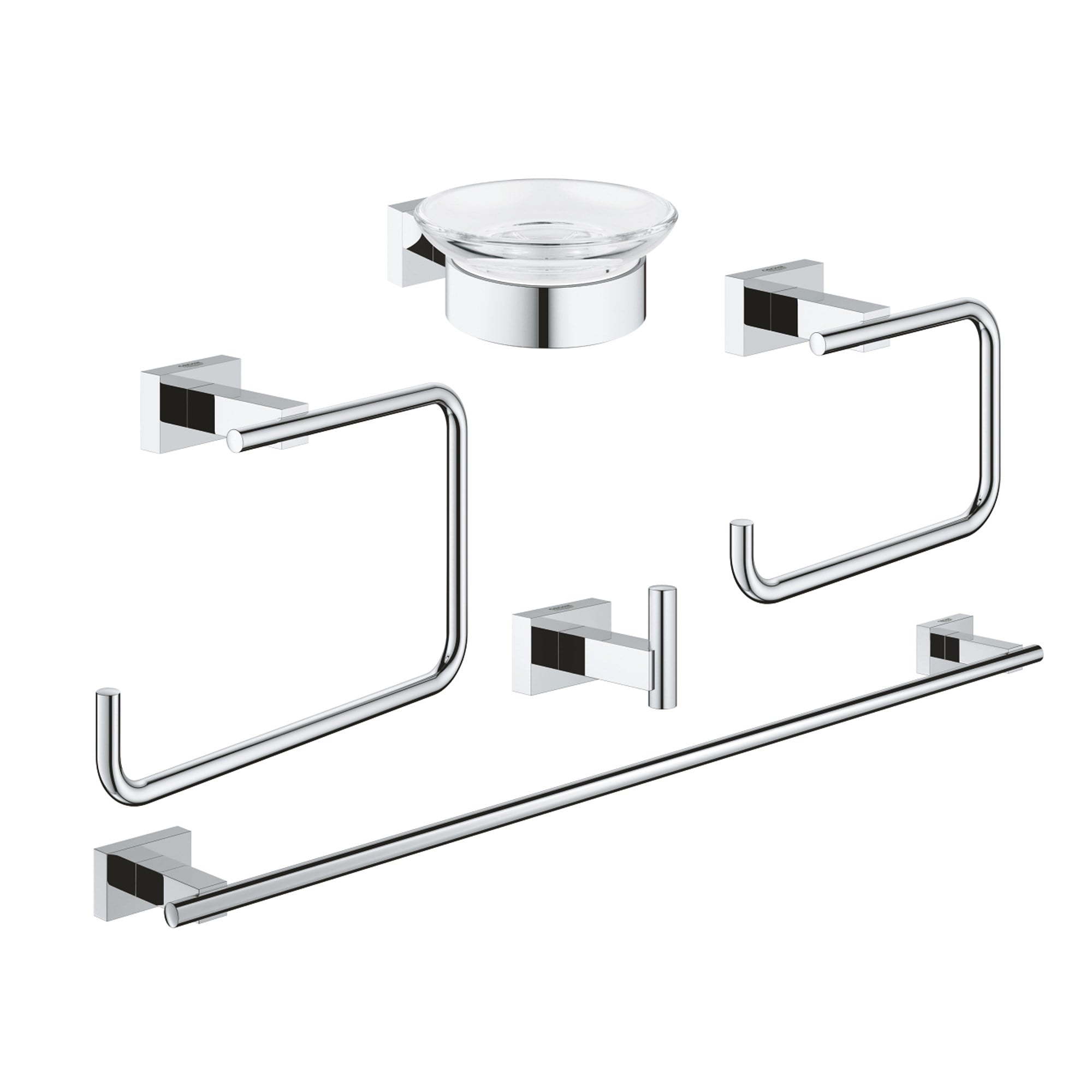 Grohe Essentials Cube 5 Parça Banyo Aksesuar Seti Krom 40758001