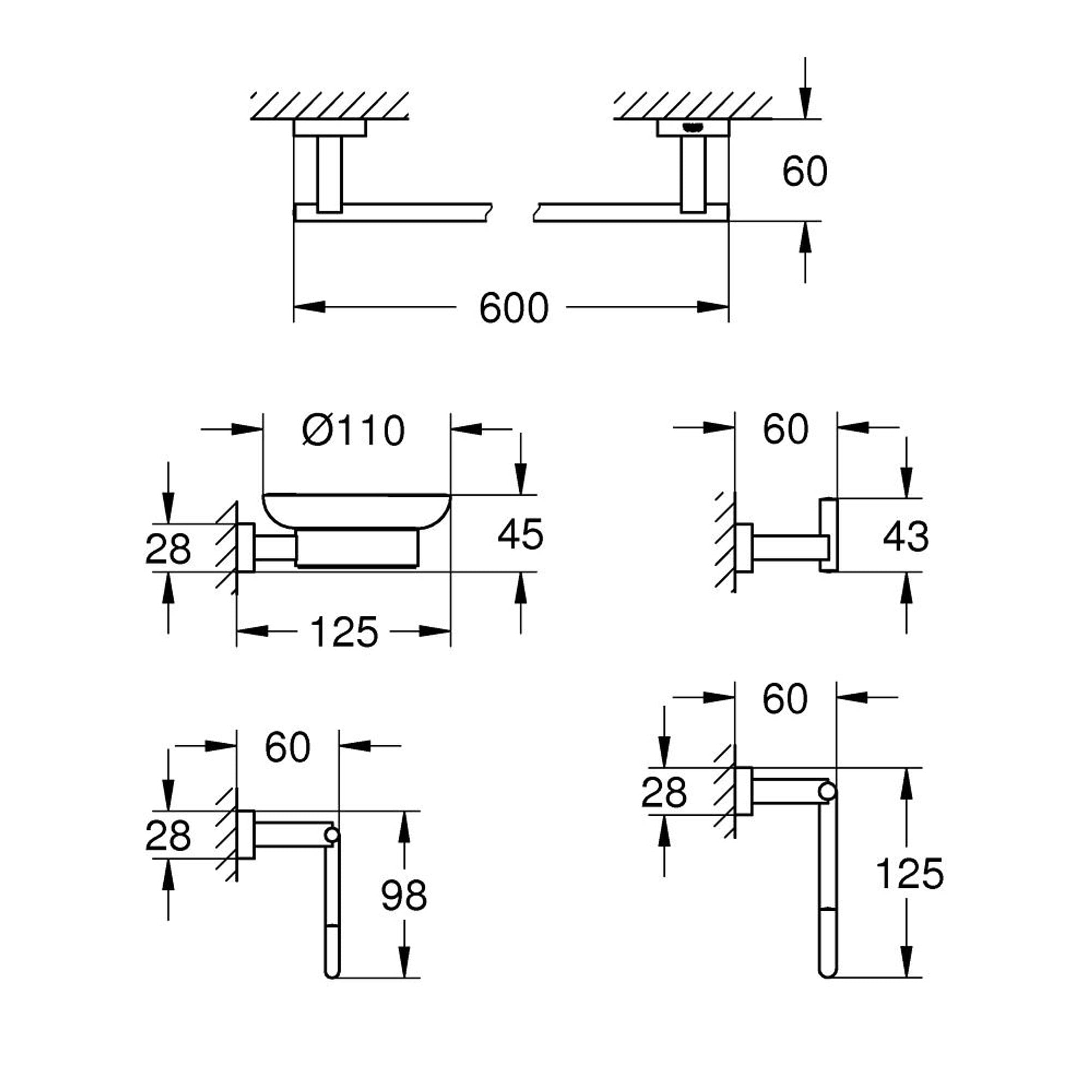 Grohe Essentials Cube 5 Parça Banyo Aksesuar Seti Krom 40758001
