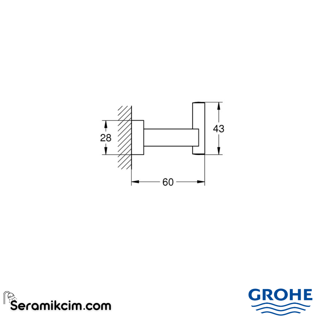 Grohe Essentials Cube Askı, Fırçalı Sert Grafit 40511AL1 - 40511AL1