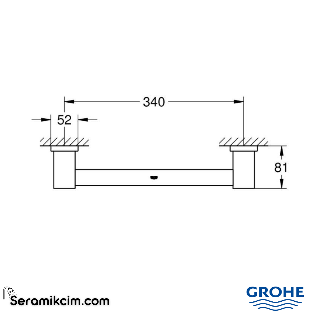 Grohe Essentials Cube Banyo Tutamağı, Krom 40514001