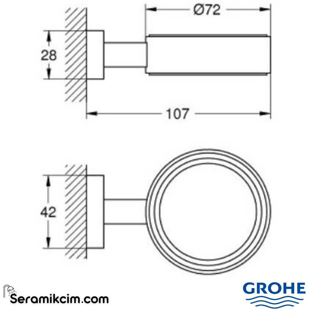 Grohe Essentials Cube Tutamak (Sabunluk Fırçalık), Fırçalı Sert Grafit 40508AL1 - 40508AL1