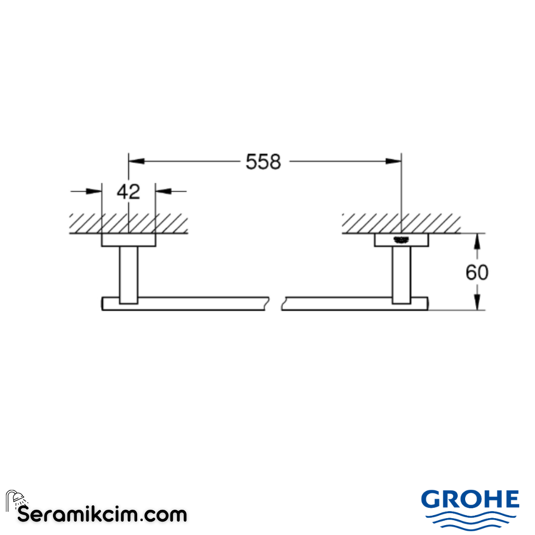 Grohe Essentials Cube Uzun Havluluk, Fırçalı Sert Grafit 40509AL1