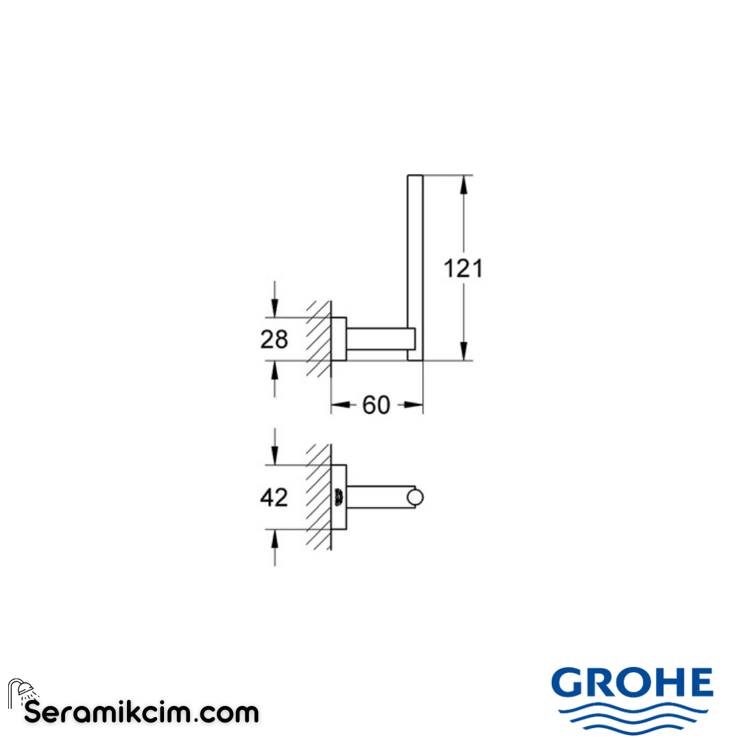 Grohe Essentials Cube Yedek Tuvalet Kağıtlığı, Krom - 40623001