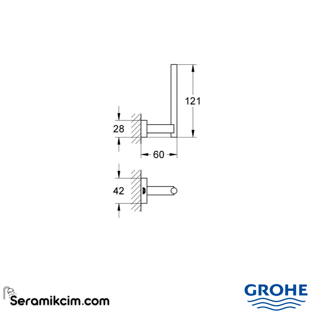 Grohe Essentials Cube Yedek Tuvalet Kağıtlığı, Fırçalı Sert Grafit 40623AL1 - 40623AL1