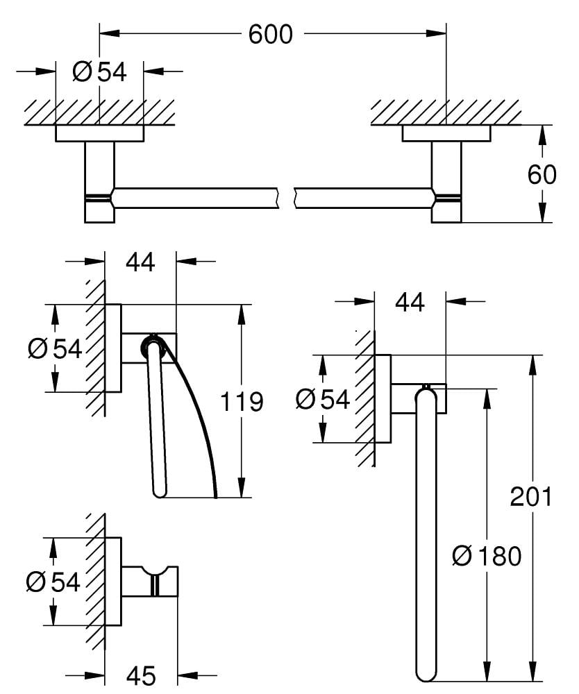 Grohe Essentials Dörtlü Aksesuar Seti, Paslanmaz Çelik 40776DC1
