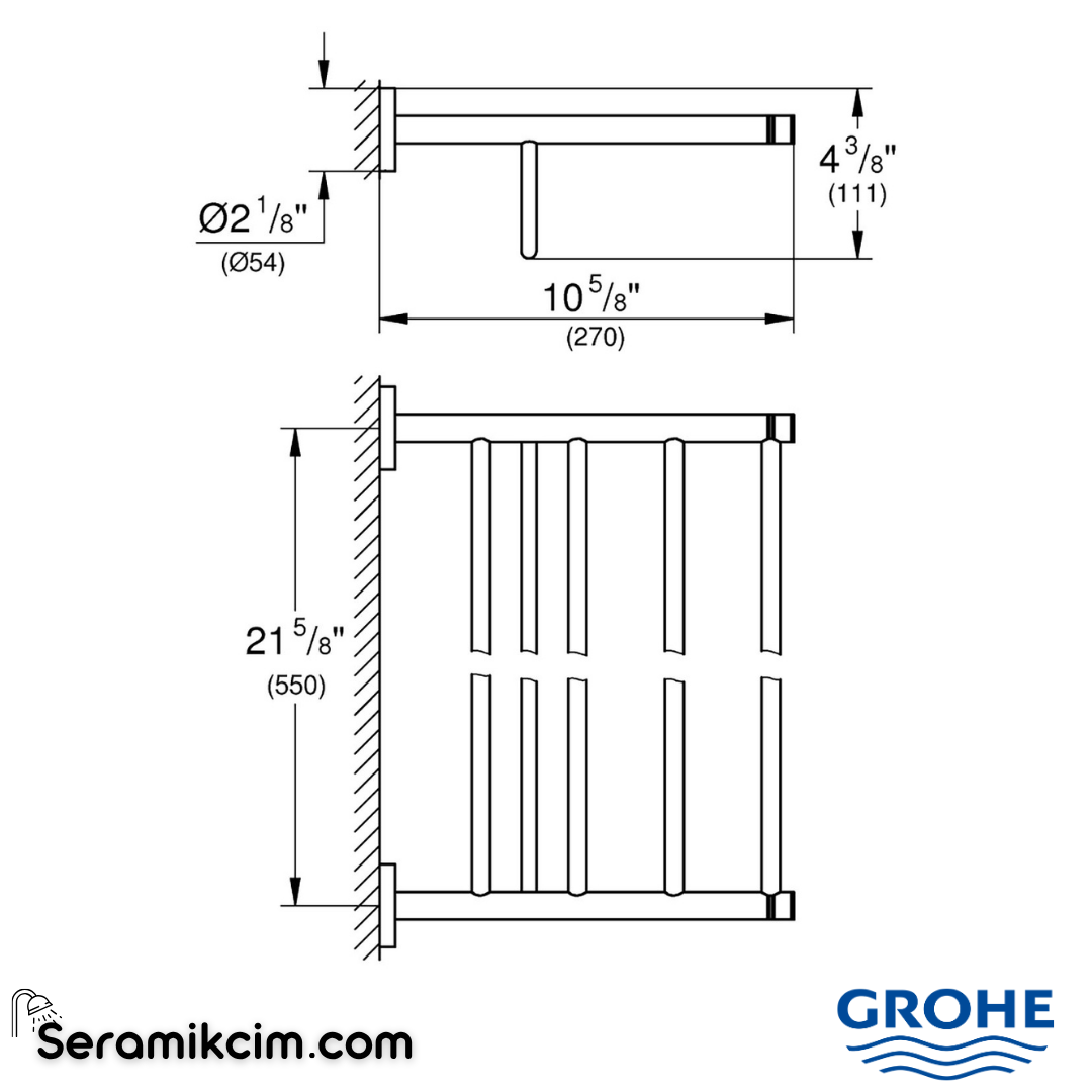 Grohe Essentials Havlu Rafı, Fırçalı Bakır 40800DL1