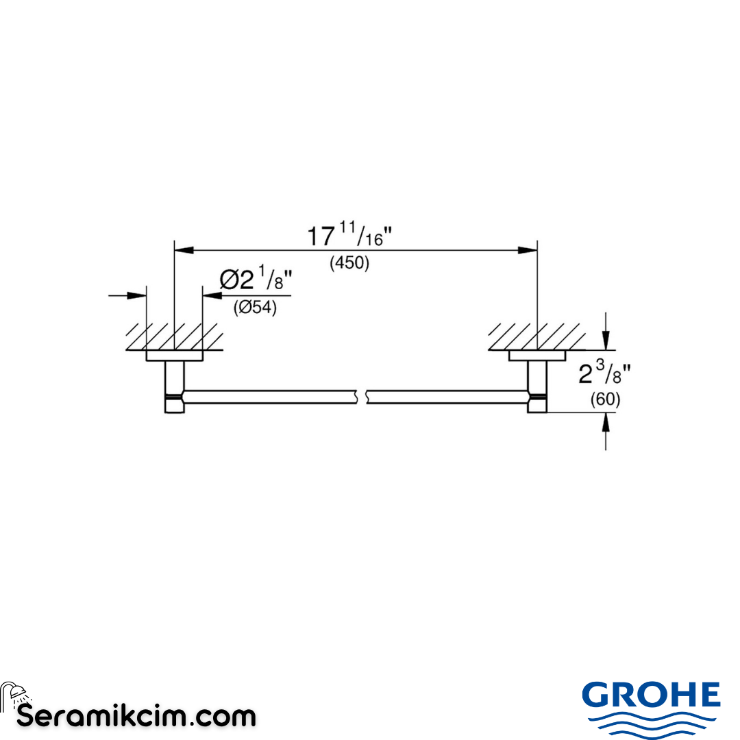Grohe Essentials Havluluk 45 cm, Krom 40688001