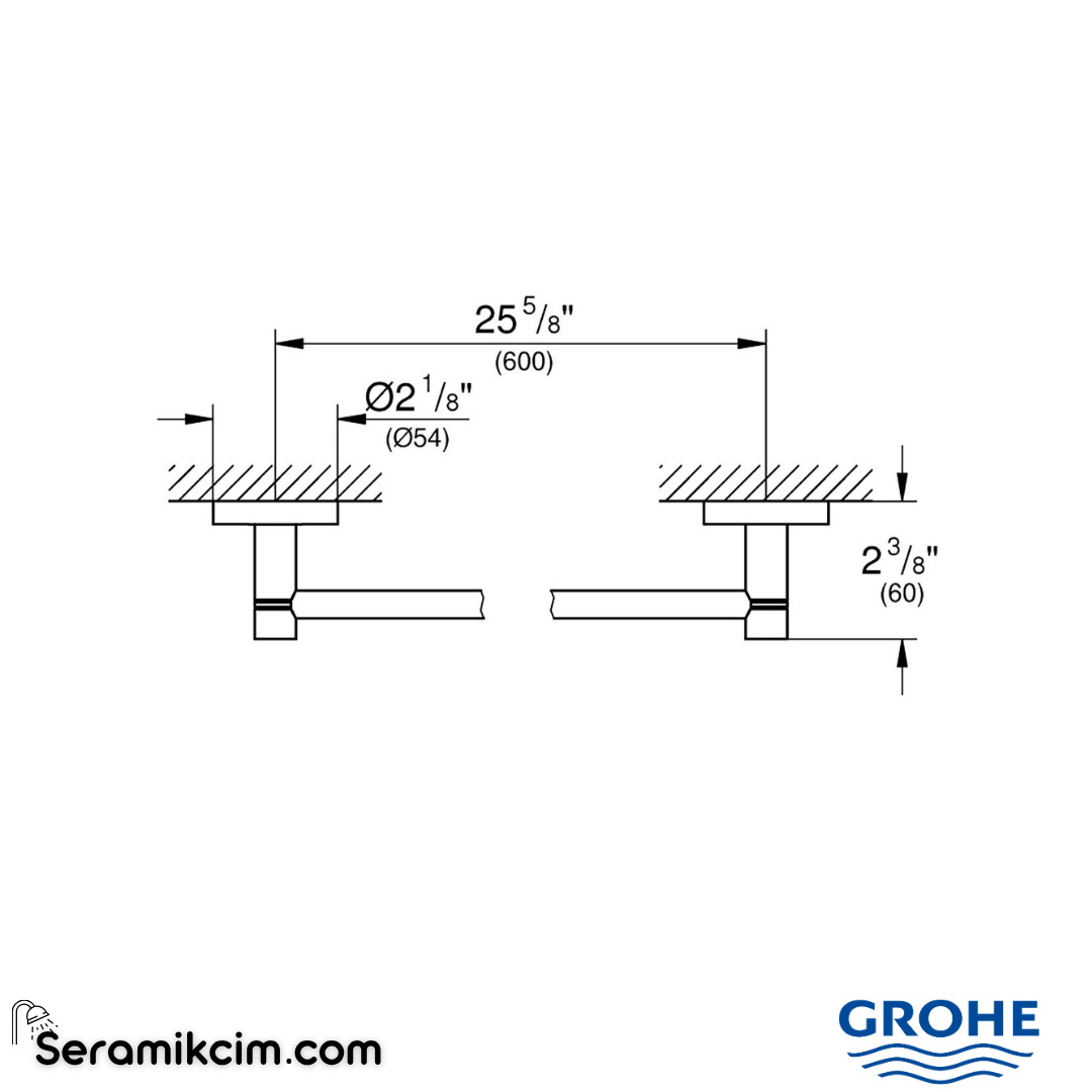 Grohe Essentials Havluluk, 60 cm, Sert Grafit 40366A01 - 40366A01