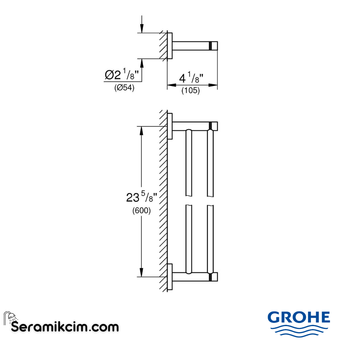 Grohe Essentials İkili Havluluk, Sert Grafit 40802A01