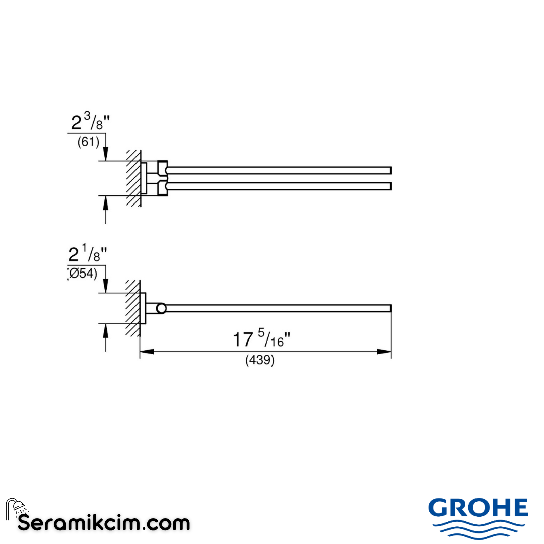 Grohe Essentials İkili Havluluk, Sert Grafit 40371A01