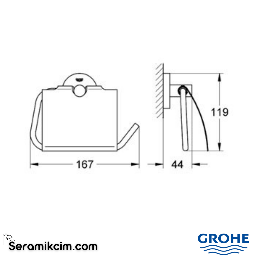 Grohe Essentials Kapaklı Tuvalet Kağıtlığı Krom 40367001