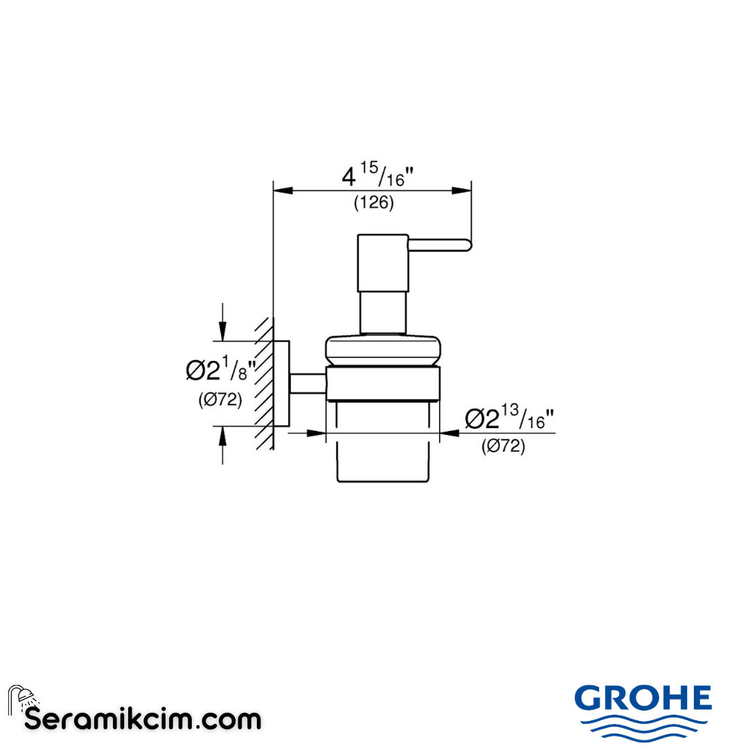 Grohe Essentials Sıvı Sabunluk, Duvardan Krom 40448001 - 40448001