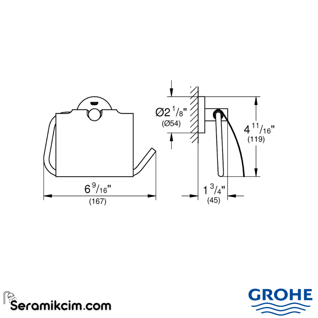 Grohe Essentials Tuvalet Kağıtlığı, Paslanmaz Çelik 40367DC1 - 40367DC1