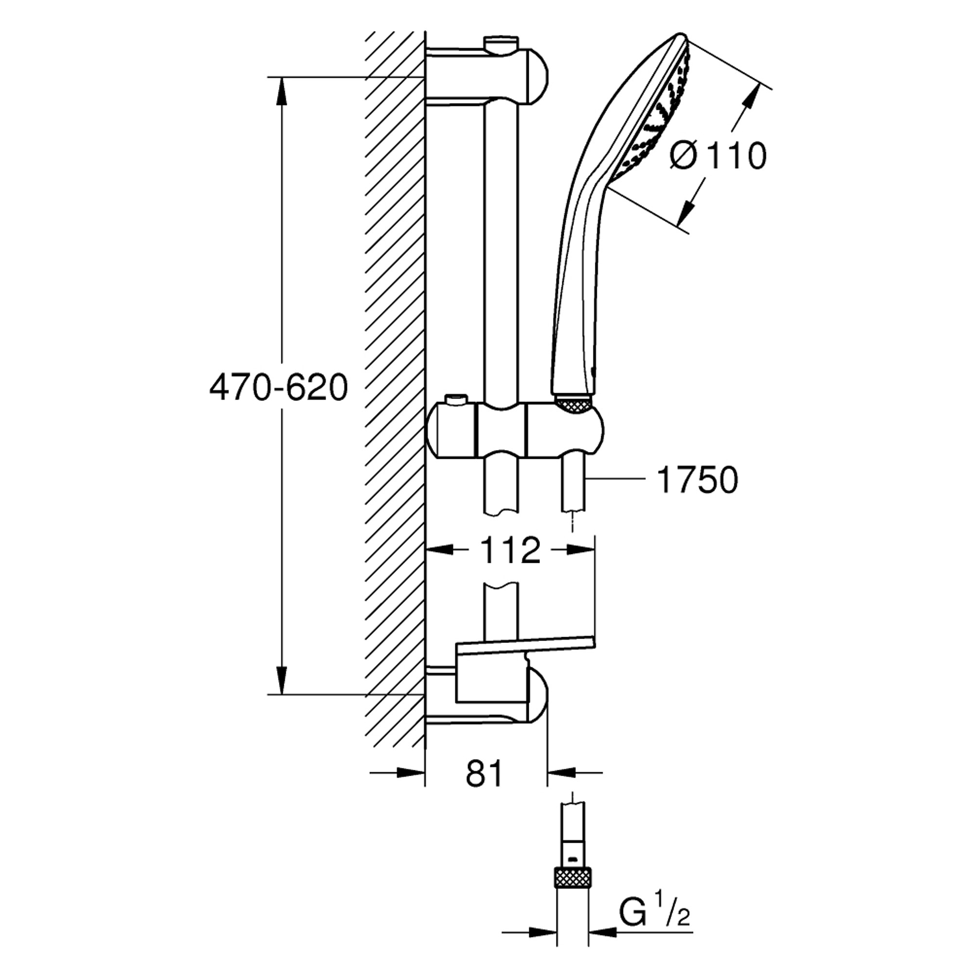 Grohe Euphoria 110 Mono Sürgülü Duş Seti 1 Fonksiyonlu Krom 2726600E