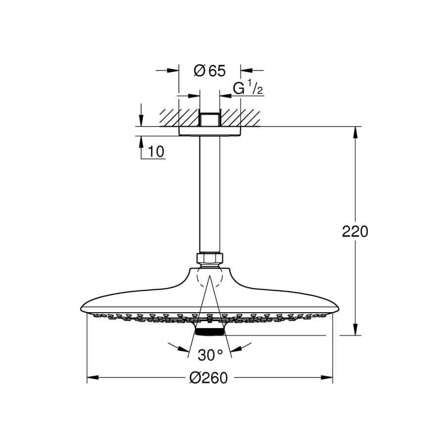 Grohe Euphoria 260 Tepe Duşu Seti 3 Akışlı, 26 cm Krom - 26461000