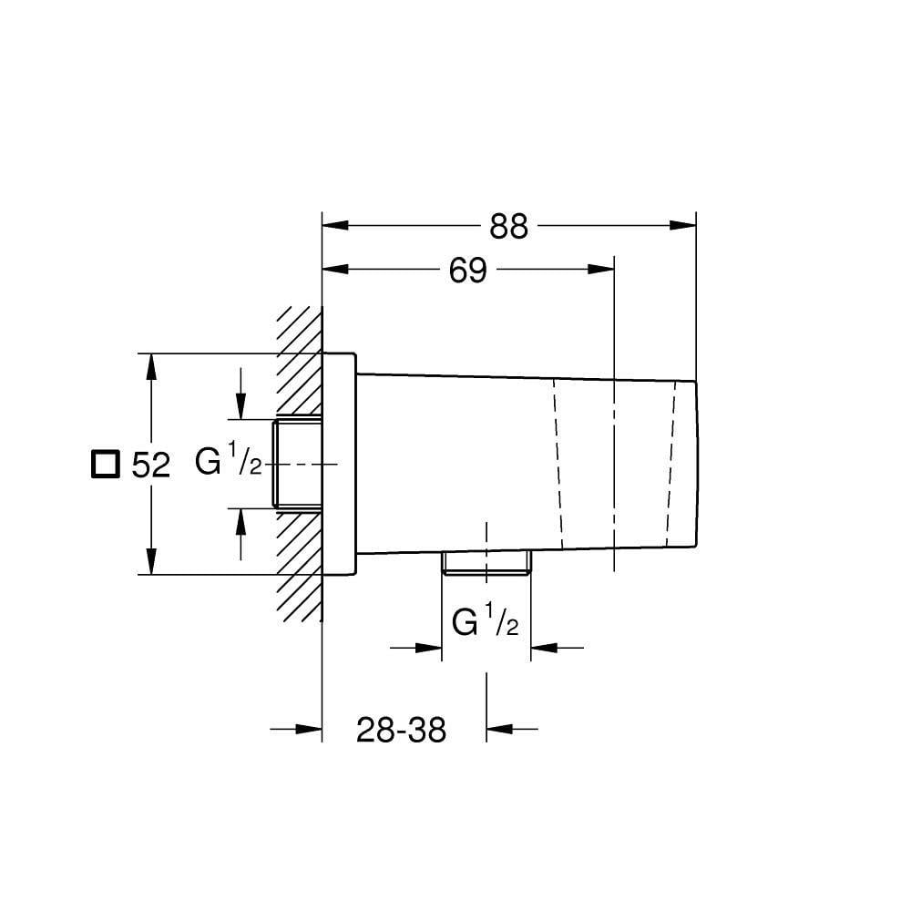 Grohe Euphoria Cube Askılı Duş Çıkış Dirseği, Fırçalı Altın 26370GN0