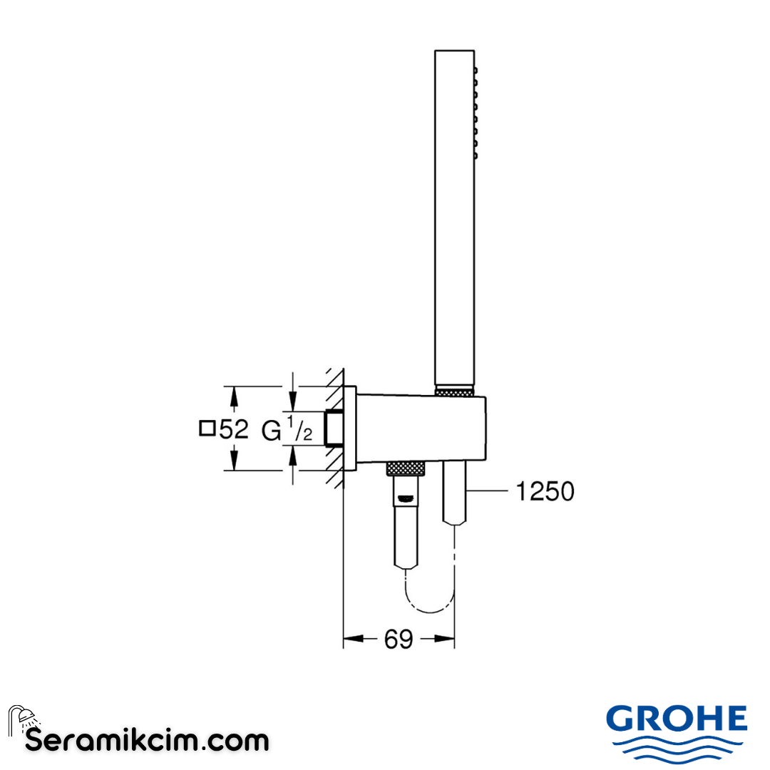 Grohe Euphoria Cube Stick El Duş Takımı Krom 26405000