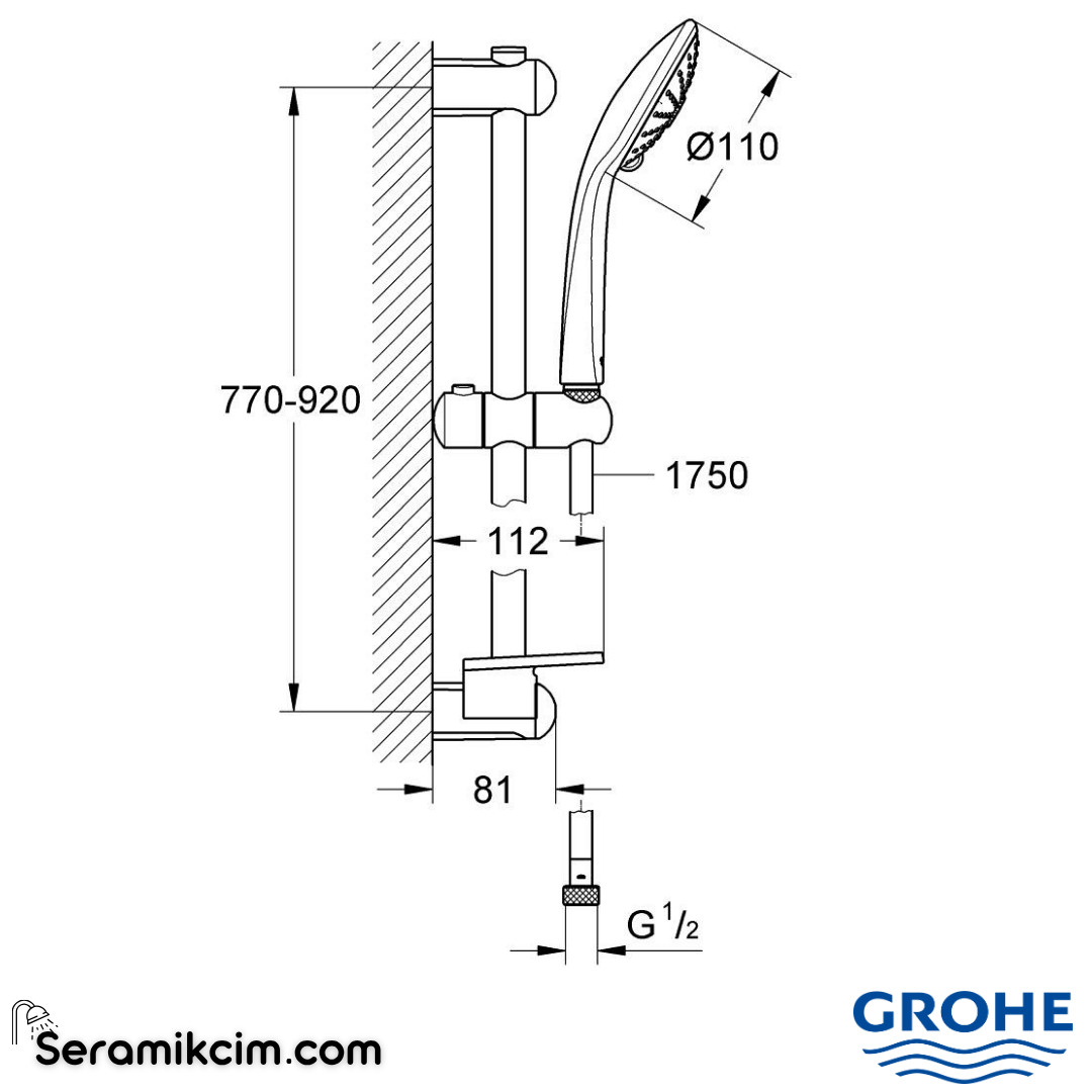 Grohe Euphoria Sürgülü Duş Seti, 3 Fonksiyonlu 27226001 - 27226001