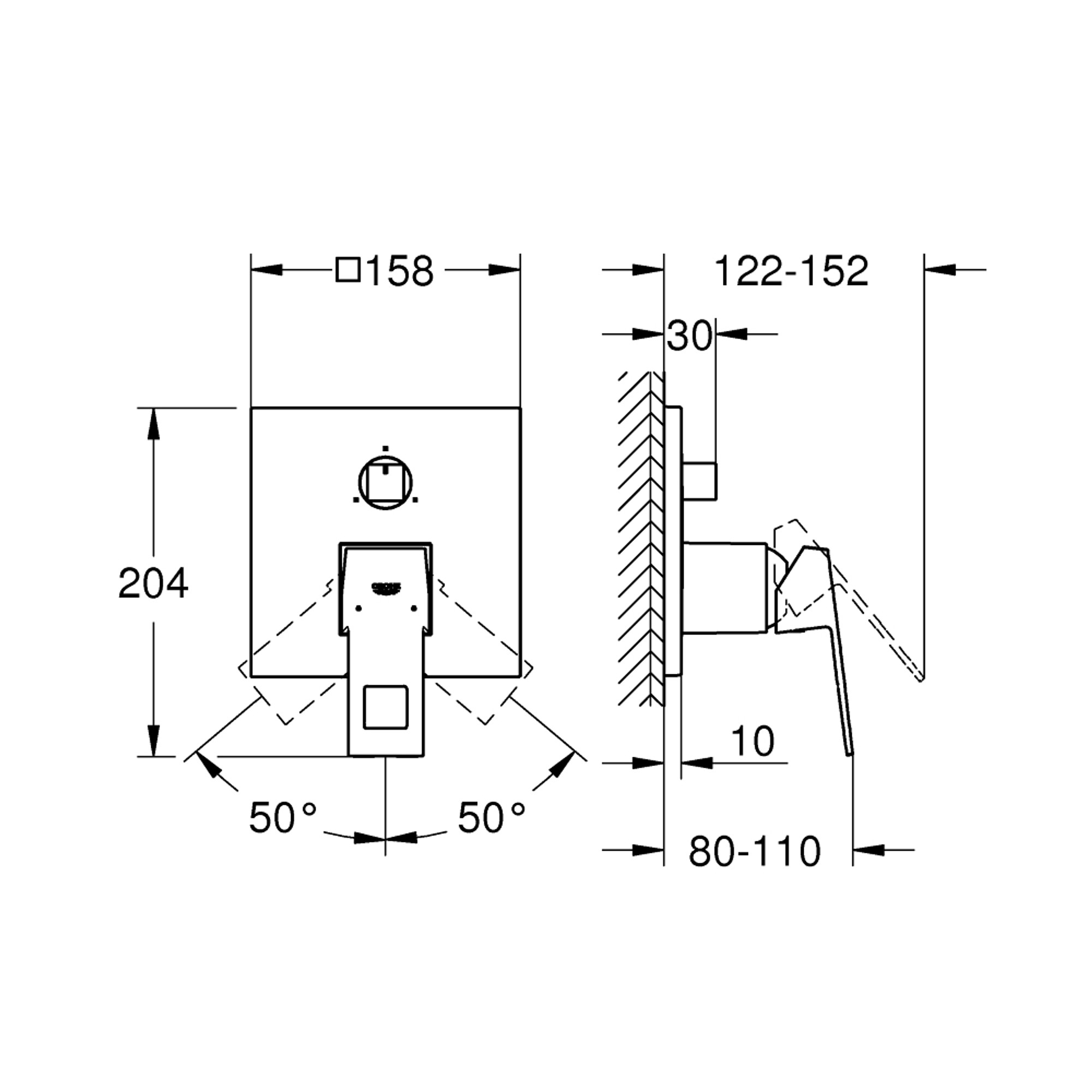 Grohe Eurocube 3 Yollu Yönlendiricili Batarya Fırçalı Sert Grafit 24094AL0
