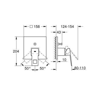 Grohe Eurocube Ankastre Banyo/Duş Bataryası (Sıva Üstü Grubu), 2 Yollu Krom - 24062000