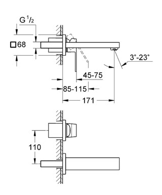 Grohe Eurocube Ankastre Lavabo Bataryası (Sıva Üstü Grubu) Krom 19895000