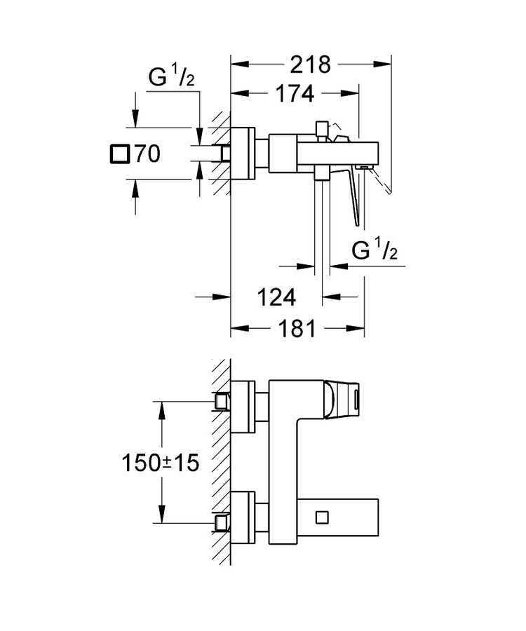 GROHE Eurocube Banyo Bataryası Krom - 23140000