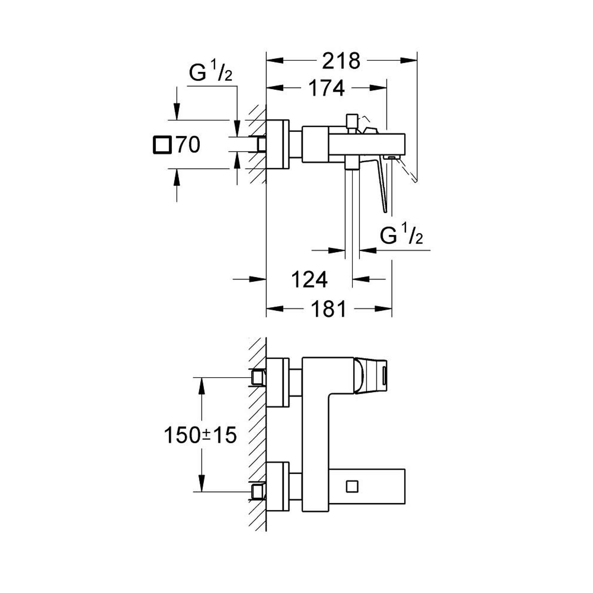 Grohe Eurocube Banyo Bataryası Paslanmaz Çelik 23140DC0