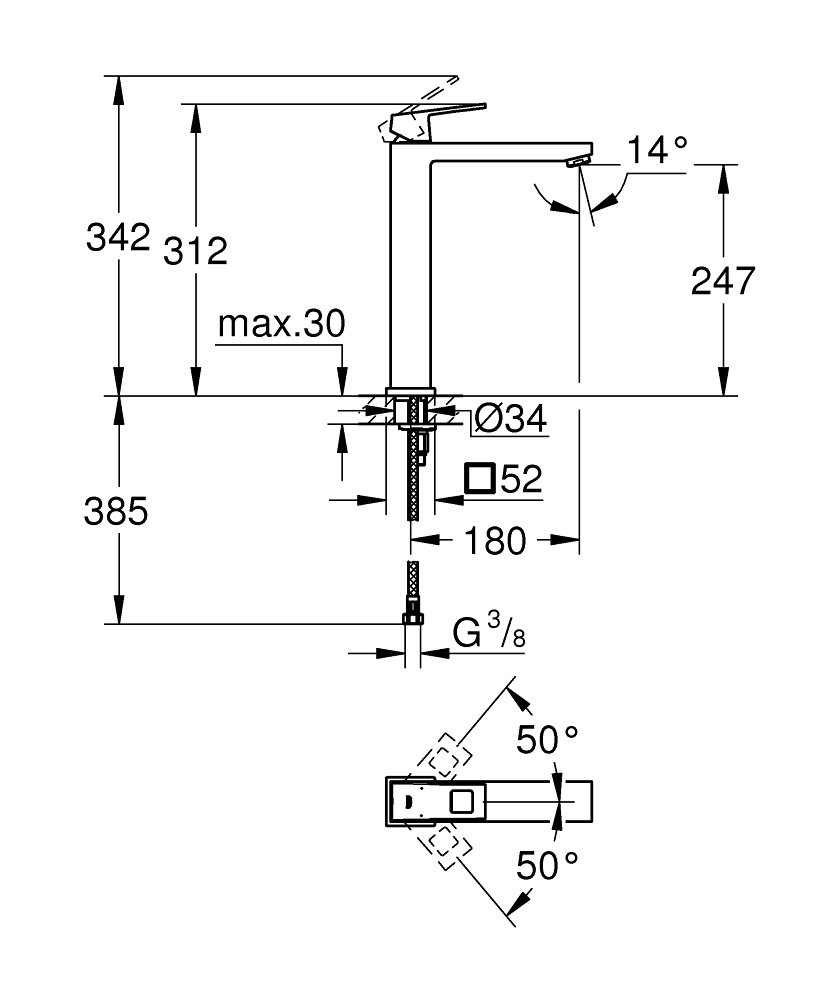 Grohe Eurocube Çanak Lavabo Bataryası Krom 23406000
