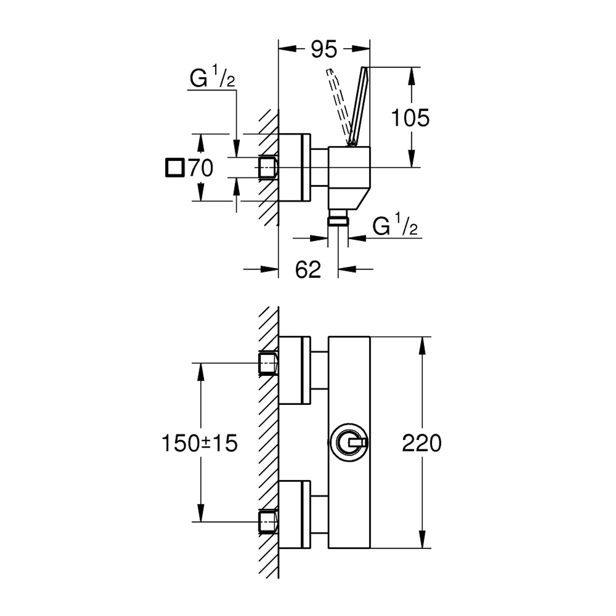 Grohe Eurocube Joy Duş Bataryası Krom 23665000