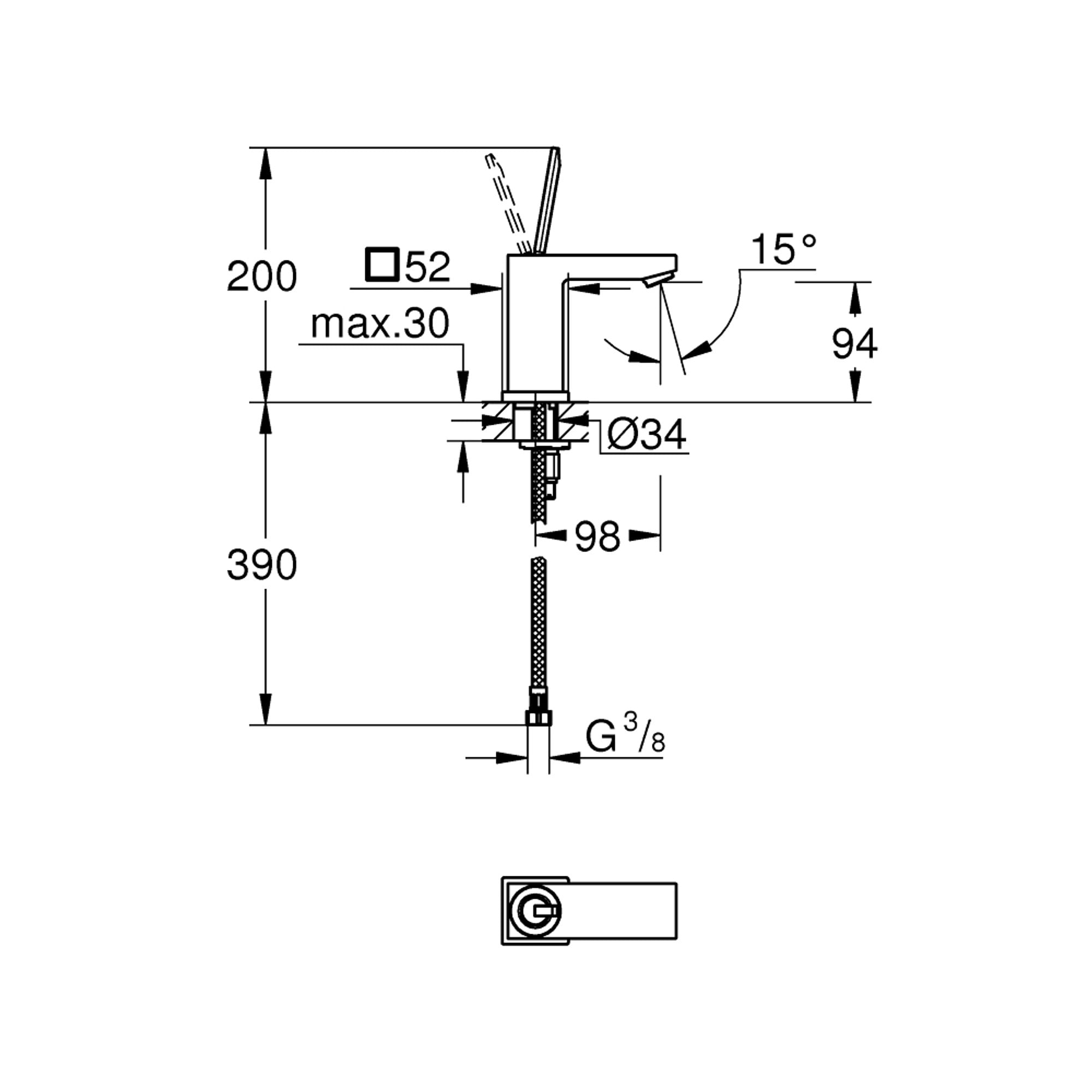 Grohe Eurocube Joy Lavabo Bataryası S Boy Krom 23656000