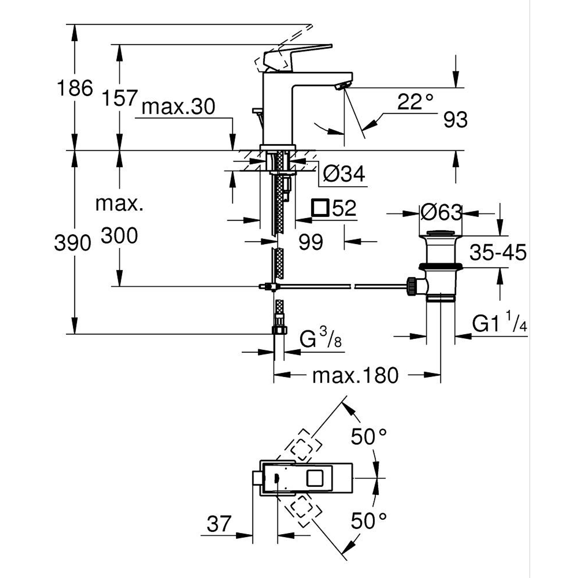 Grohe Eurocube Lavabo Bataryası S Boy Paslanmaz Çelik 23127DC0
