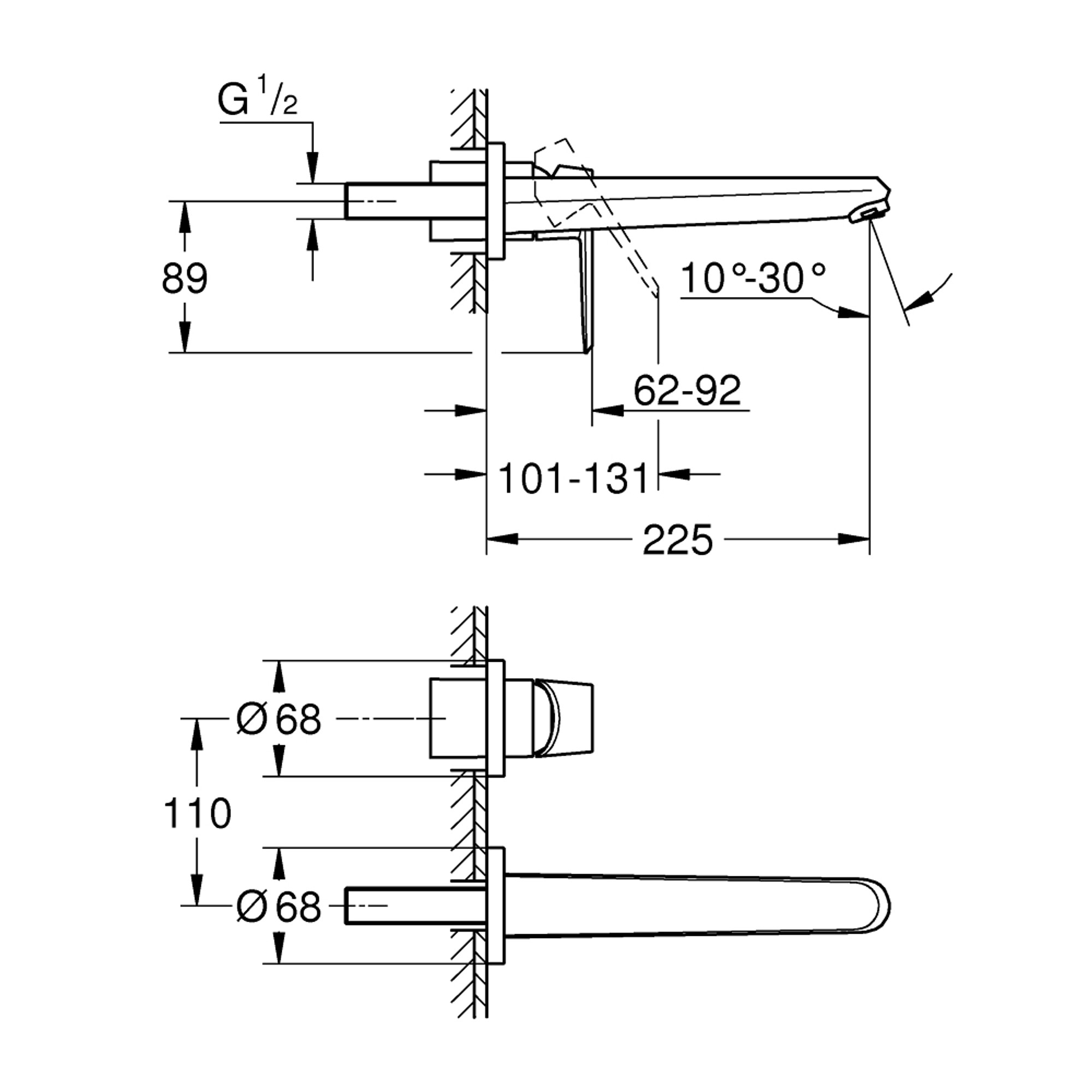 Grohe Eurodisc Cosmopolitan Ankastre 2 Delikli Lavabo Bataryası L Boy (Sıva Üstü Grubu) Krom 19974002