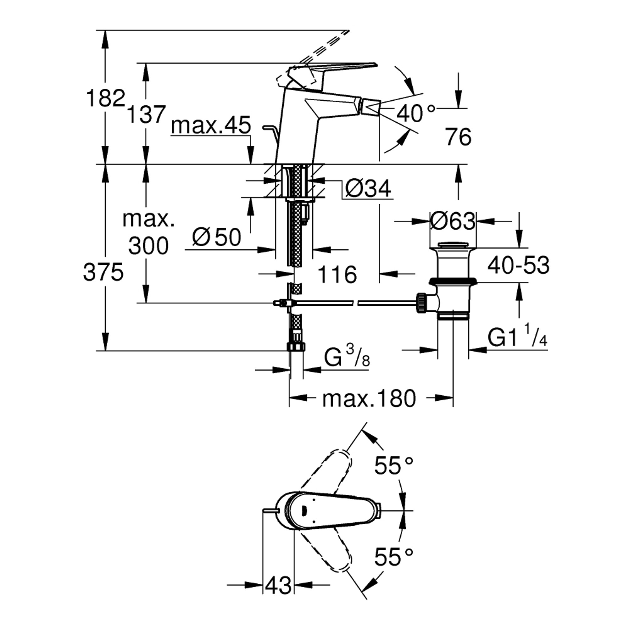 Grohe Eurodisc Cosmopolitan Bide Bataryası S Boy Krom 33244002
