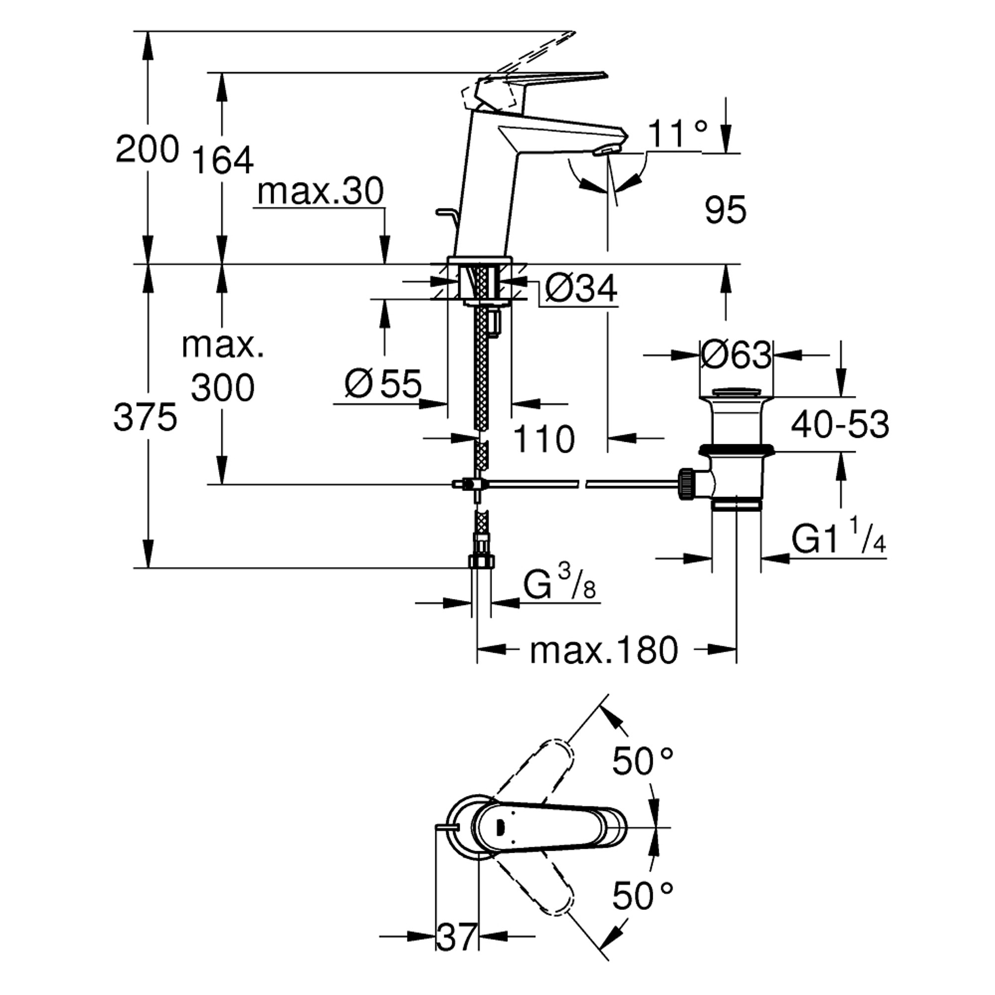 Grohe Eurodisc Cosmopolitan Lavabo Bataryası S Boy Krom 23049002