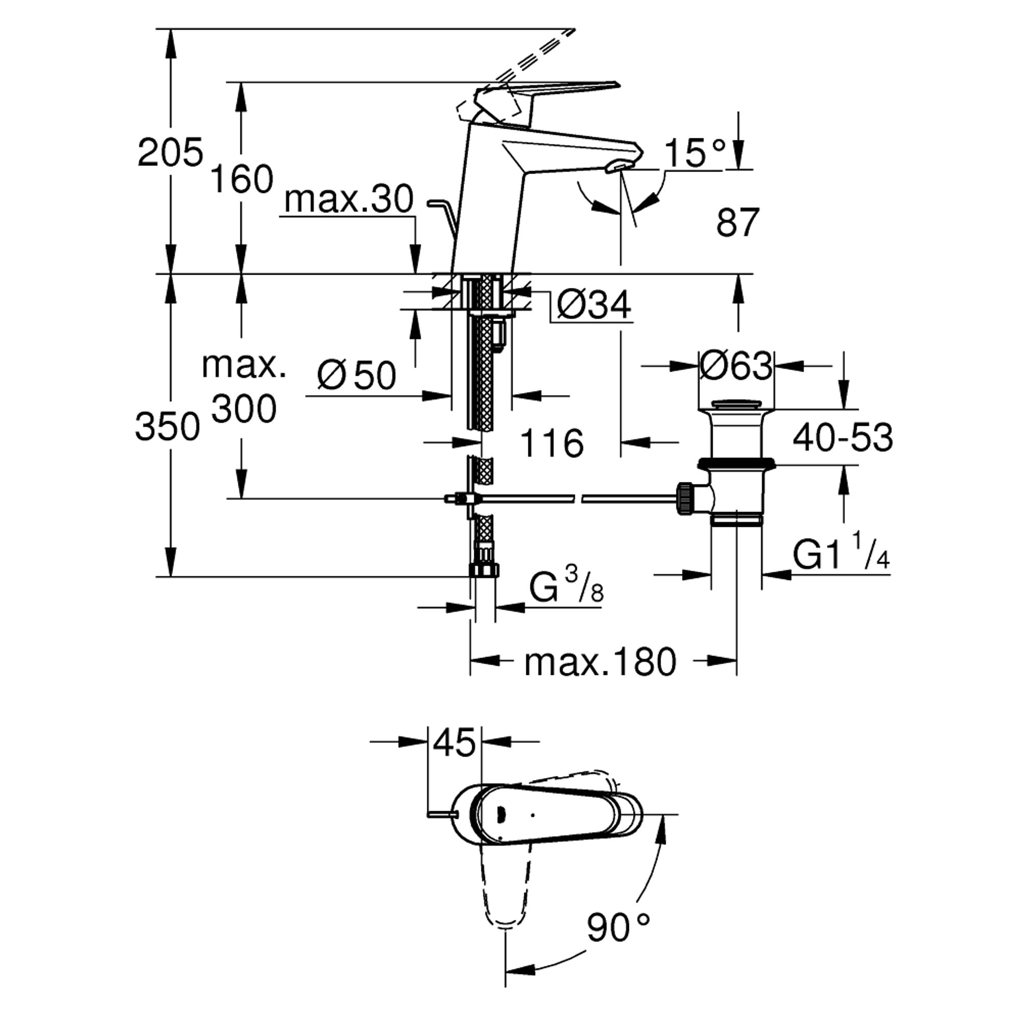 Grohe Eurodisc Cosmopolitan Lavabo Bataryası S Boy Krom 2338420E