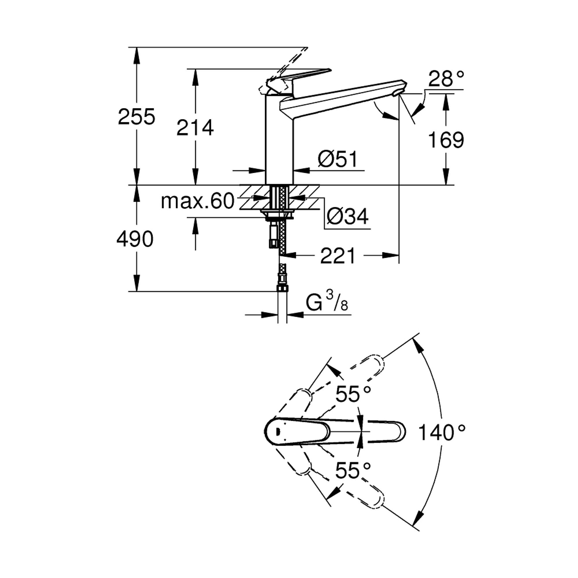 Grohe Eurodisc Cosmopolitan Mutfak Bataryası Krom 33770002