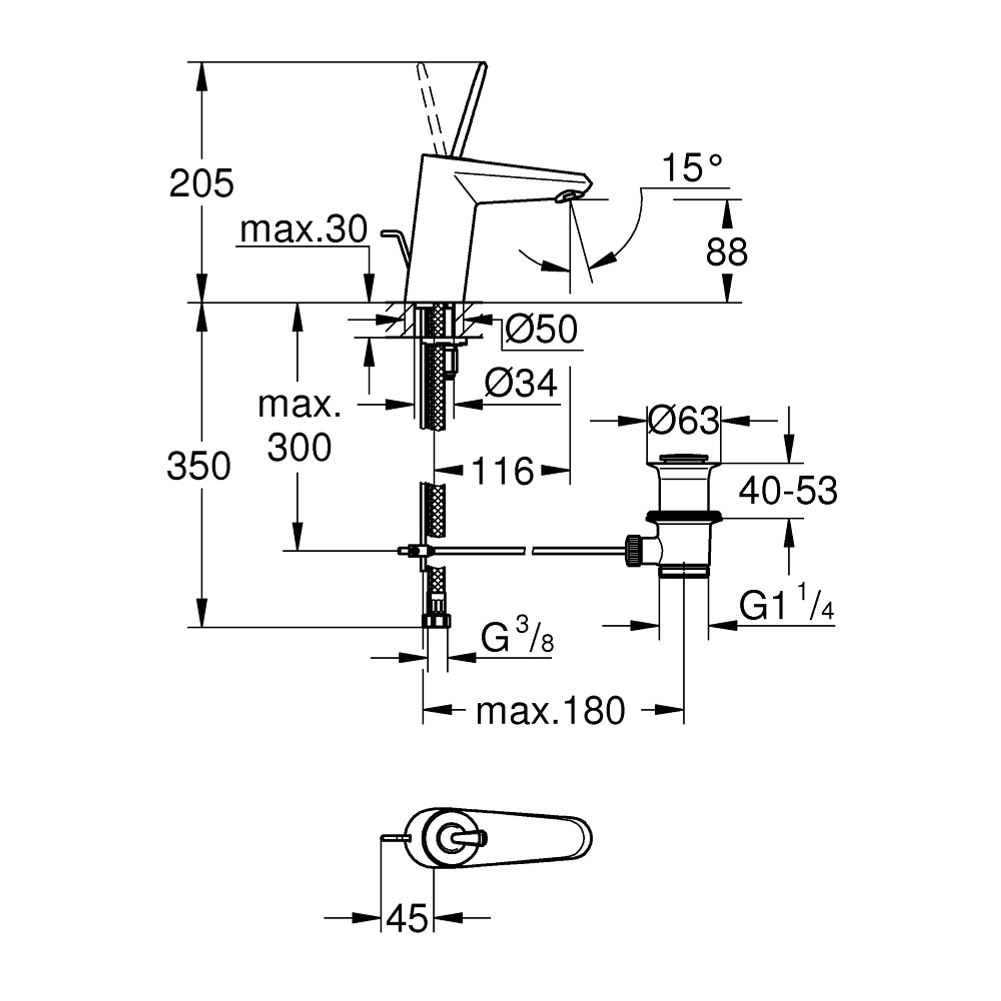 Grohe Eurodisc Joy Lavabo Bataryası S Boy Krom 23425000