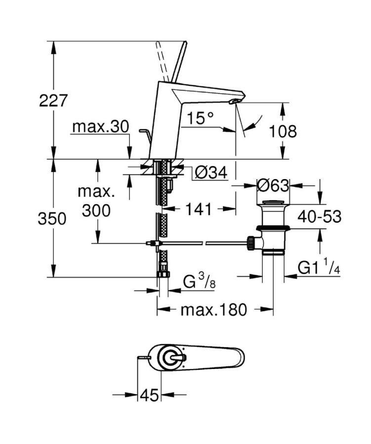 Grohe Eurodisc Joystick Tek kumandalı lavabo bataryası   M-Boyut 23427000