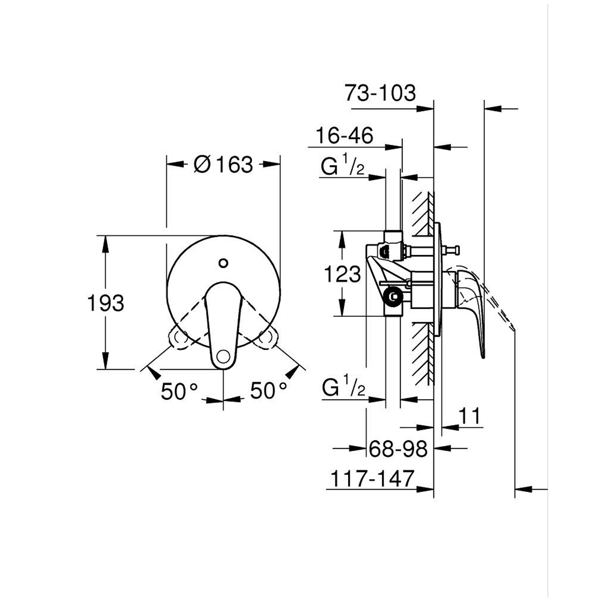 Grohe Euroeco Ankastre Banyo Bataryası 2 Yollu Krom 32747001