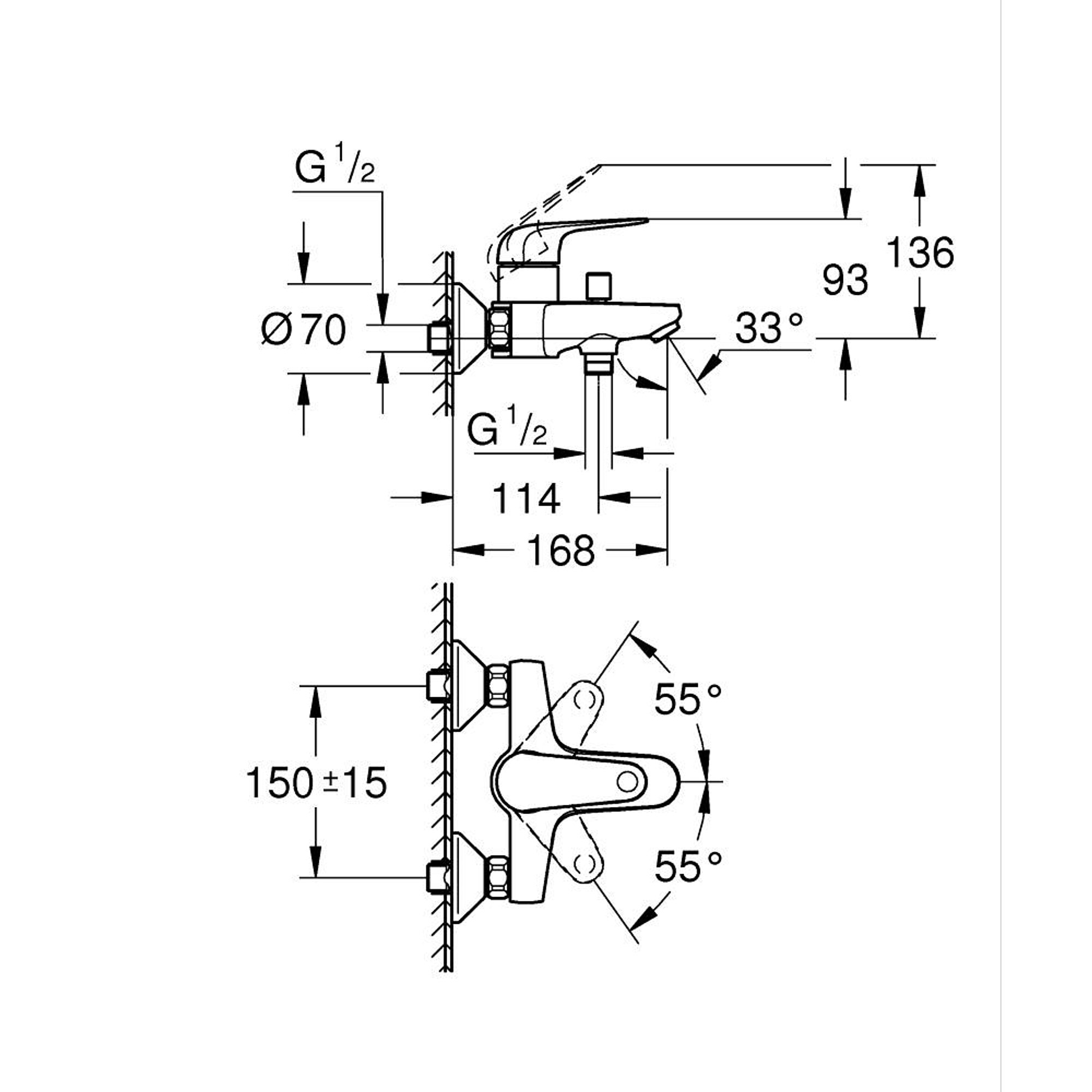Grohe Euroeco Banyo Bataryası Krom 32743001