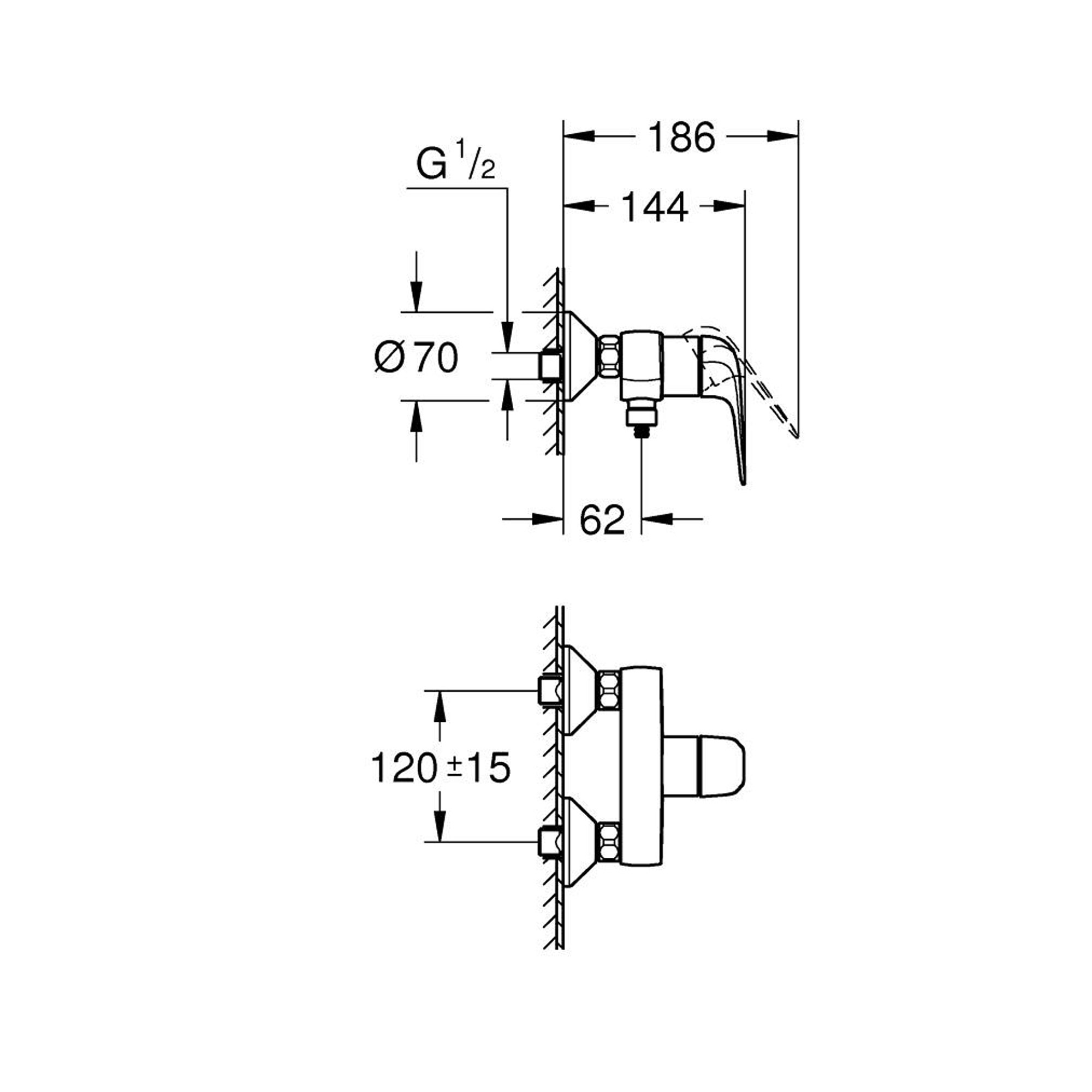 Grohe Euroeco Duş Bataryası Krom 24278001