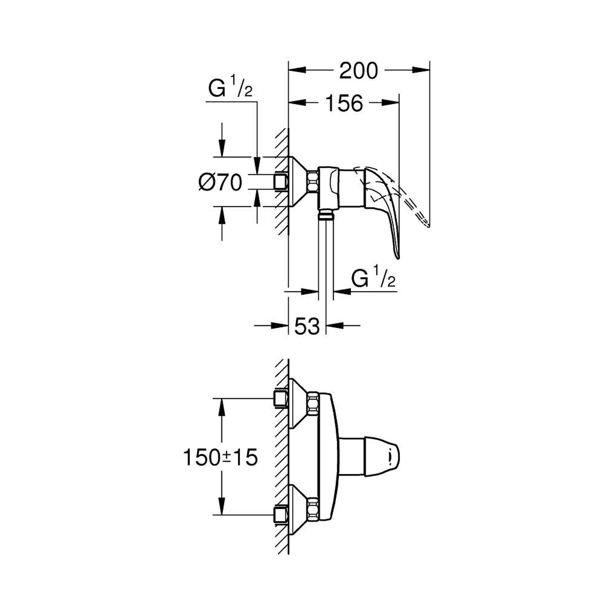 Grohe Euroeco Duş Bataryası Krom 32740000