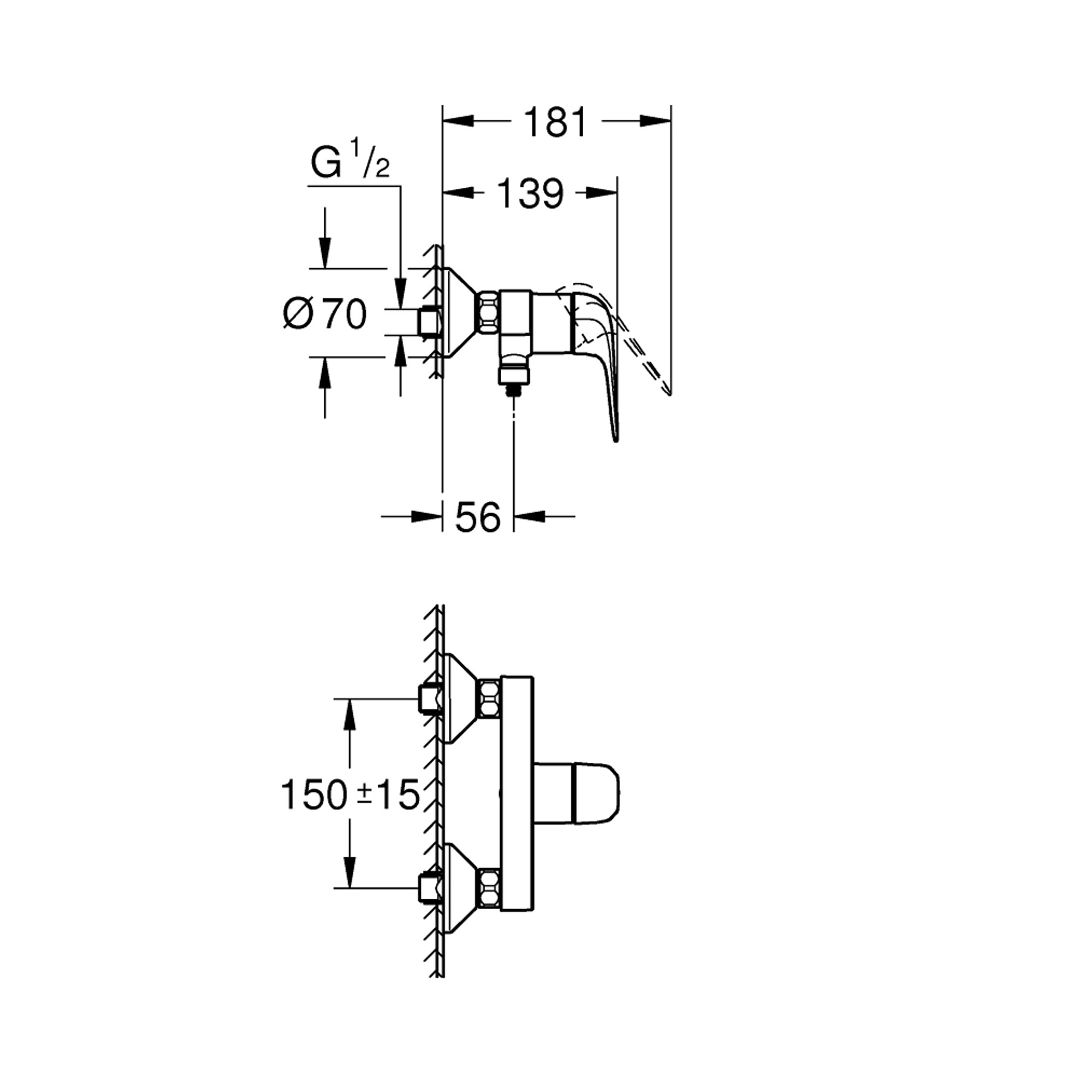 Grohe Euroeco Duvardan Duş Bataryası 24275001